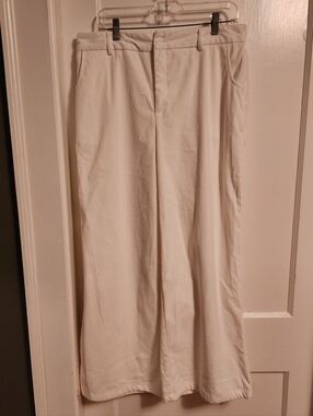 Grapent Elastic Waist Cream Colored Wide Leg Corduroy Pants Women's Size XL
